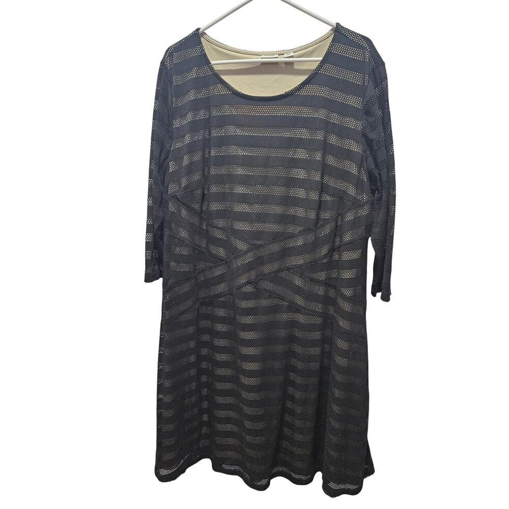 Cato Black Sheer Stripe Gothic Dress Dark Romantic Witchy Size 22/24W Plus 3x